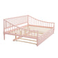 Full Size Daybed with Trundle and Support Legs, Pink Finish for Bedrooms