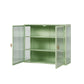 Glass Doors Modern Two-door Wall Cabinet with Featuring Three-tier Storage Mint Green