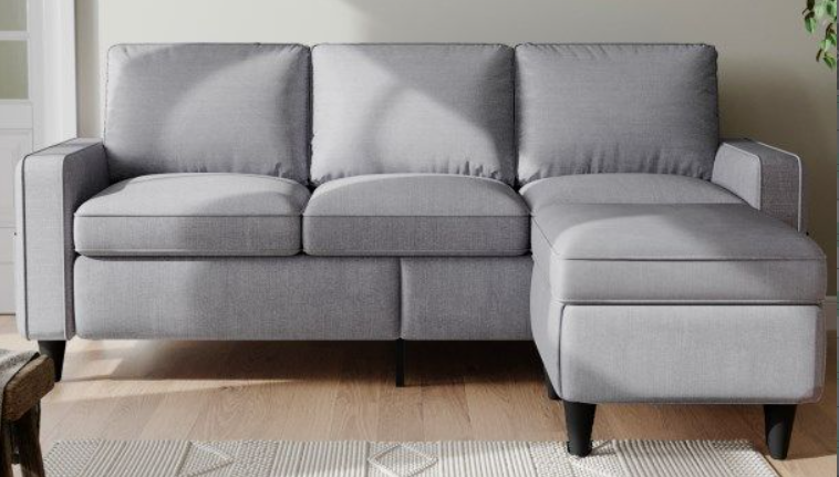 Light Grey Sofas with L-Shaped Design, Perfect for Families, Apartments, Dorms, and Compact Spaces