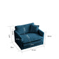 Comfy Deep Single Seat Sofa Upholstered Reading Armchair Living Room Chair Blue Chenille Fabric , 1 Toss Pillow