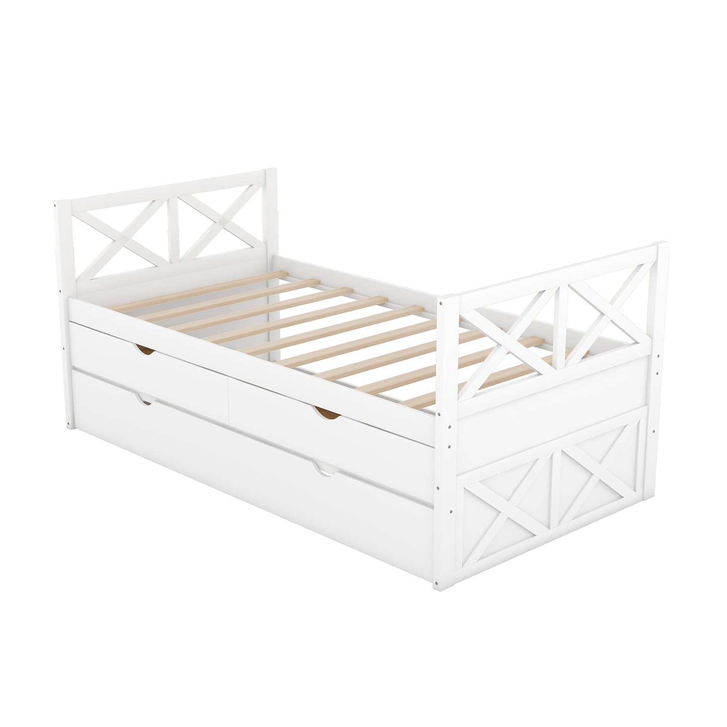 Multi-Functional Daybed with Drawers and Trundle  White