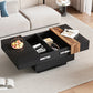 ON-TRANS 31.4-Inch High Gloss Center Table with Sliding Tabletop and Hidden Storage, Black Finish