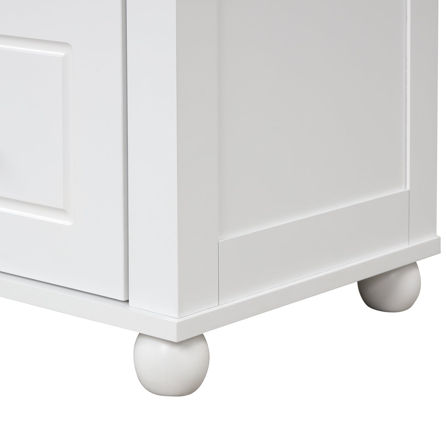 Tall bathroom storage cabinet with two drawers and adjustable shelves for independent storage