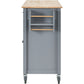 Kitchen Island Cart with Solid Wood Top and Locking Wheels, 54.3-Inch Width in Grey Blue