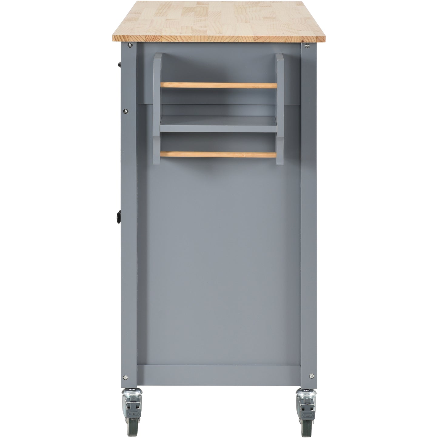 Kitchen Island Cart with Solid Wood Top and Locking Wheels, 54.3-Inch Width in Grey Blue