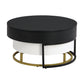 Modern Round Lift-Top Nesting Coffee Tables with 2 Drawers, White and Black Finish