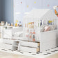 Full Size House Low Loft Bed with Four Drawers,White