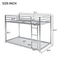 Twin over Twin Metal Bunk Bed, Low Bunk Bed with Ladder Silver