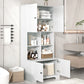 Bathroom storage cabinet, 4-door independent cabinet, adjustable shelf, open multi-layer shelf, white