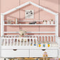 Wooden Twin Size House Bed with 2 Drawers Kids Bed with Storage Shelf White