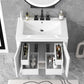 Bathroom Vanity with Sink Multi-functional Bathroom Cabinet with Doors and Drawers Solid Frame and MDF Board, White