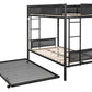 Metal double bed with casters/sturdy frame/no noise/comfortable guardrail/2 side ladders/no need for spring box