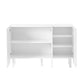 ON-TRANS Cream Shoe Cabinet with 5 Adjustable Solid Wood Legs, Large Storage with Wave Doors, White