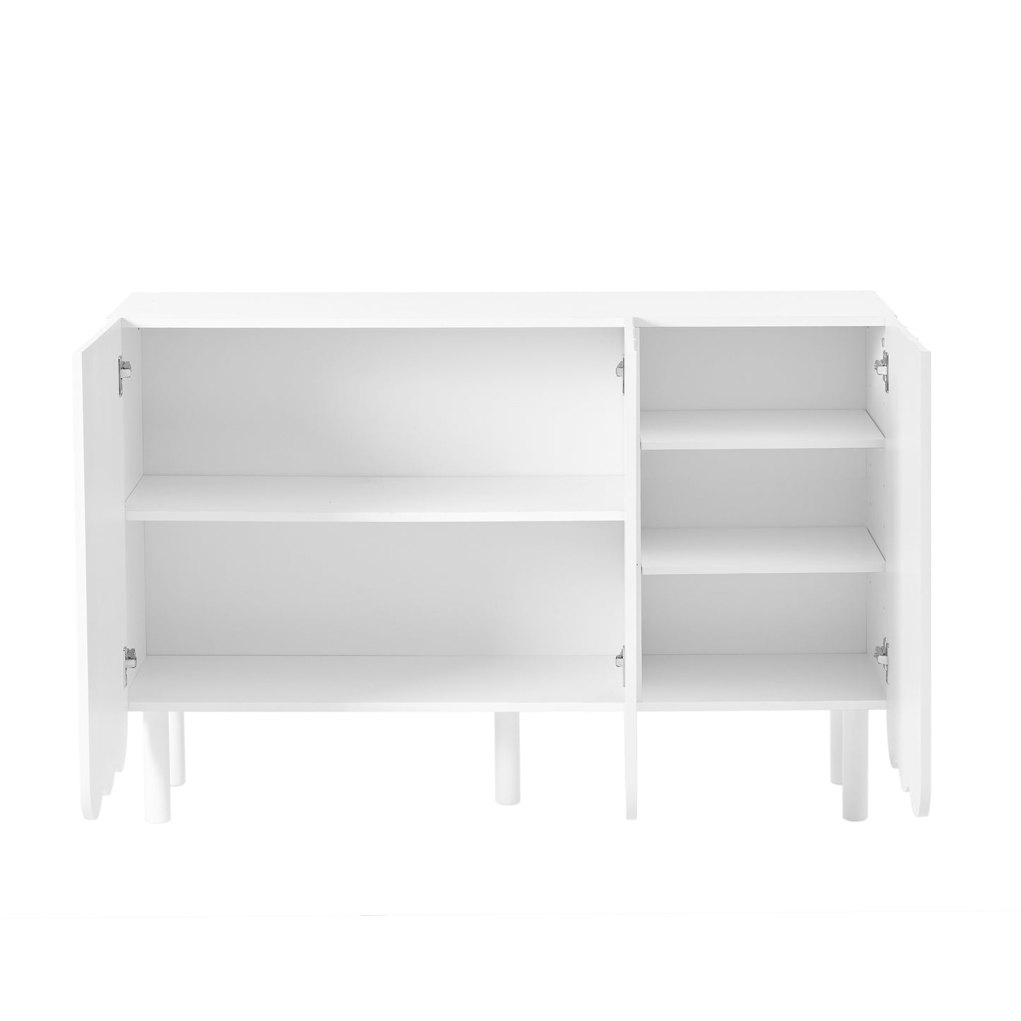 ON-TRANS Cream Shoe Cabinet with 5 Adjustable Solid Wood Legs, Large Storage with Wave Doors, White