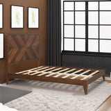 Mid-Century Modern Platform Bed Wood Slat Support with No Box Spring Needed,Queen, Walnut