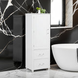 Mueble de baño alto con 2 cajones y estante ajustable, diseño de tablero MDF blanco