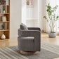 Swivel Accent Open Back Chair Modern Comfy Sofa Chair With Weathered Base (Charcoal,Linen Blend)