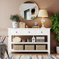 Retro Design Console Table with Two Open Shelves, Pine Solid Wood Frame and Legs, Antique White Finish