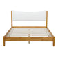 Queen Size Rubber Wooden , Solid Wooden Bed with Teddy Velvet Cushion Upholstered Headboard, Enhanced by Support Feet