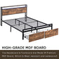 Full size bedstead with storage headboard and 2 drawers, LED light bed with charging station, metal Flat noodles support