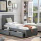 Linen Upholstered Platform Bed With Headboard and Two Drawers Twin