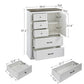 Farmhouse 5 drawer bedroom dressing table, high drawer cabinet white wooden bedroom dressing table.