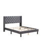 Velvet Button Tufted-Upholstered Bed with Wings Design - Strong Wood Slat Support - Easy Assembly - Gray Queen platform bed