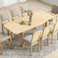 TOPMAX Expandable 84-Inch Dining Table Set with 24" Detachable Leaves, 6 Armless Chairs, and 2 Armchairs, Natural Finish