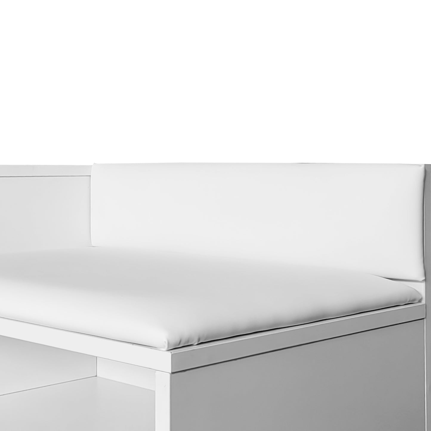 Modern Shoe Storage Bench with Hidden Storage and Upholstered Cushions, White Finish