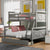 Twin over Full Bunk Bed with Ladder Two Storage Drawers  Safety Guardrail  Gray