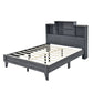 Queen Size Storage Platform Bed Frame with 4 Open Storage Shelves and USB Charging Design Gray