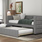 Twin Size Daybed with Trundle  Upholstered Daybed with Padded Back  Gray