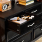 Modern 3-Drawer Bedroom Chest of Drawers, 7-Drawer Dresser with Metal Pulls, Black Finish