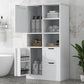 Bathroom storage cabinet with doors and drawers, multiple storage spaces, independent, open adjustable shelves, white