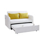 Twins Sofa Bed in Cream White Fabric, Convertible Design for Comfortable Seating and Sleeping