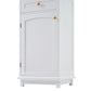 High bathroom storage cabinet with glass door, freestanding, two drawers and adjustable shelves, MDF board, painted white