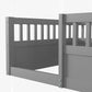 Twin Floor Bed Frame with Fence, Wood Kids Floor Beds Frame for Bedroom Playroom,Gray