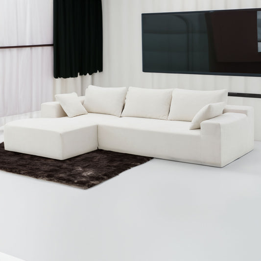 109" x 68" Modular Sectional Sofa Set, Modern Minimalist Style Couch in White