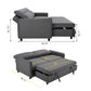 3-in-1 Convertible Sleeper Sofa Bed, Modern Fabric Loveseat with Pullout Bed, Perfect for Small Spaces, Grey