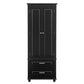 Tall Storage Cabinet with Two Drawers, Perfect for Bathrooms and Offices, Black Finish