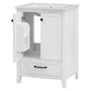 24" Bathroom Vanity with Sink, Solid Wood and MDF Cabinet with One Drawer and Doors, White Finish