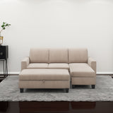 81" Reversible Sectional Couch with Storage Chaise, L-Shaped Sofa for Apartments in Warm Grey