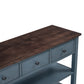 Retro Design Console Table with Two Open Shelves, Pine Solid Wood Frame and Legs for Living Room (Antique Navy+Espresso)