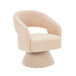 Swivel Accent Chair Armchair  Round Barrel Chair in Fabric for Living Room Bedroom Nude Teddy