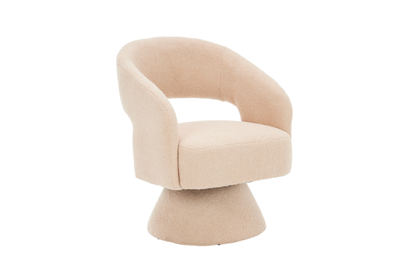 Swivel Accent Chair Armchair  Round Barrel Chair in Fabric for Living Room Bedroom Nude Teddy