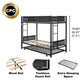 Metal double bed with casters/sturdy frame/no noise/comfortable guardrail/2 side ladders/no need for spring box