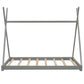 Twin Size House Platform Bed with Triangle Structure Gray