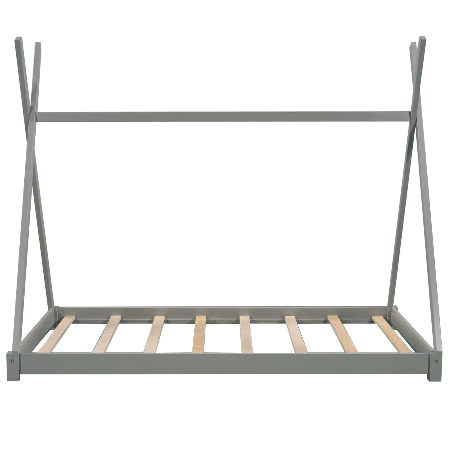 Twin Size House Platform Bed with Triangle Structure Gray