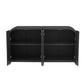 U-STYLE Four-Door Curved Corner Cabinet with Wavy Door Panels, Adjustable Shelves, and Sleek Black Finish