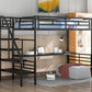 Metal Loft Bed Frame with Desk  No Box Spring Needed Twin Black